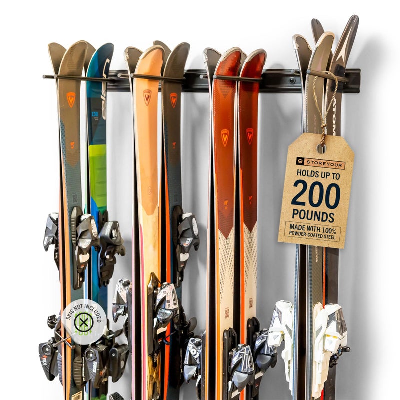 StoreYourBoard Ski Rack Wall Mount â€“ Heavy-Duty Steel Ski Wall Mount Holds Up to 8 Pairs of Skis, Space-Saving Ski Rack for Garage, Home, or Cabin â€“ Durable Wall Storage Organizer - Holds Up to 200lb - Image 1
